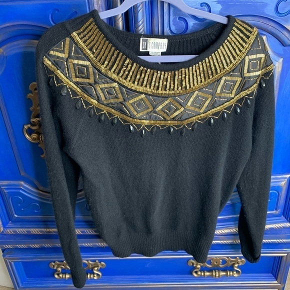 SK Company Sweaters - Vintage SK Company Sweater Wool Angora Beaded SM